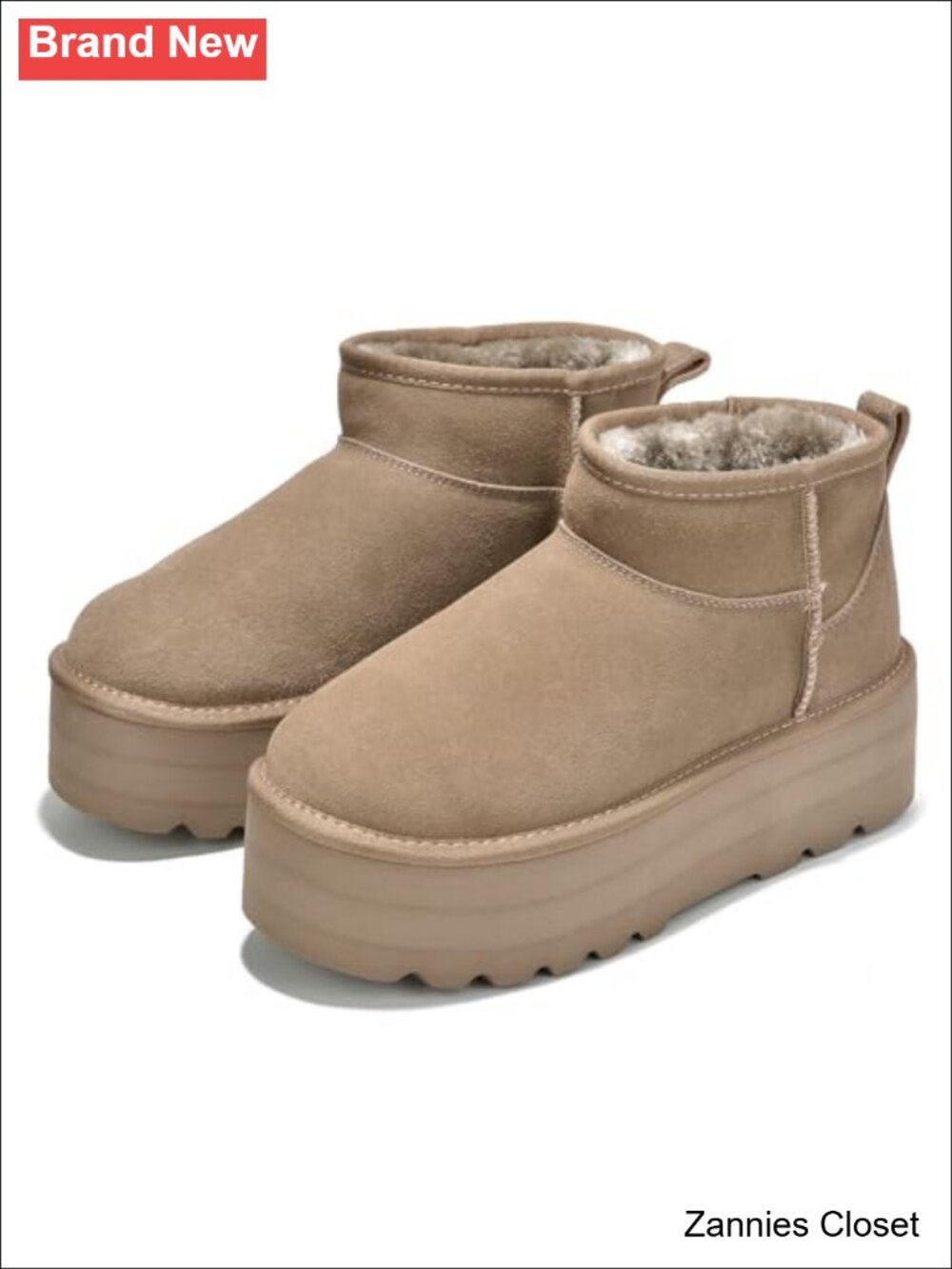 ✨ Project Cloud Suede Ankle Snow Boots Women Fur Lined Waterproof Platform